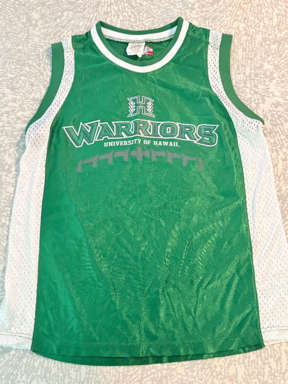 Vintage University of Hawaii Warriors Basketball Jersey Green Mesh NCAA